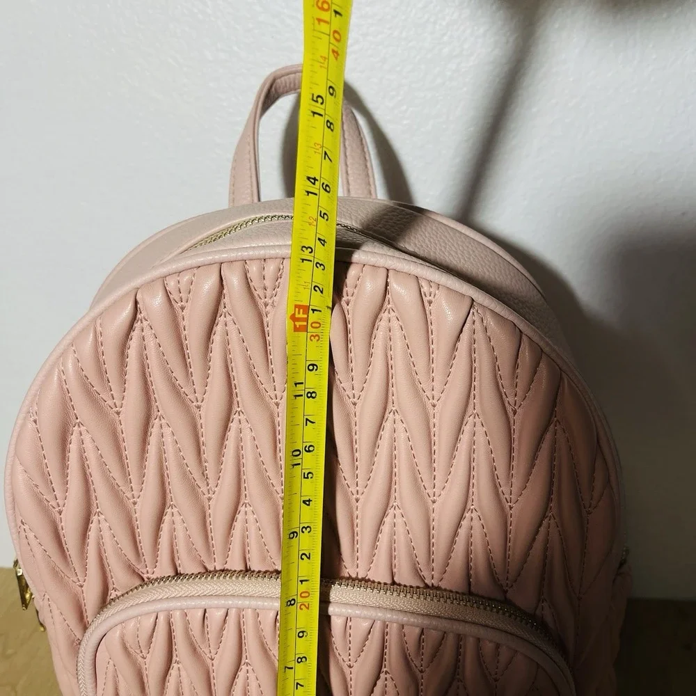 Pink‎ Backpack Vegan Leather Textured Gold Tone Hardware